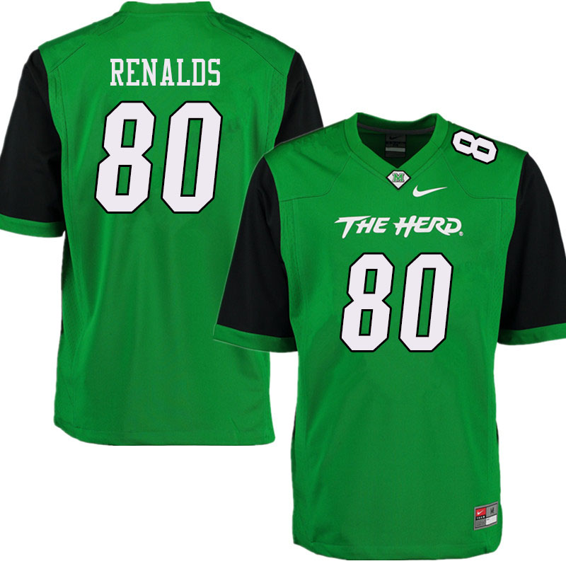 Men #80 Naquan Renalds Marshall Thundering Herd College Football Jerseys Sale-Green - Click Image to Close